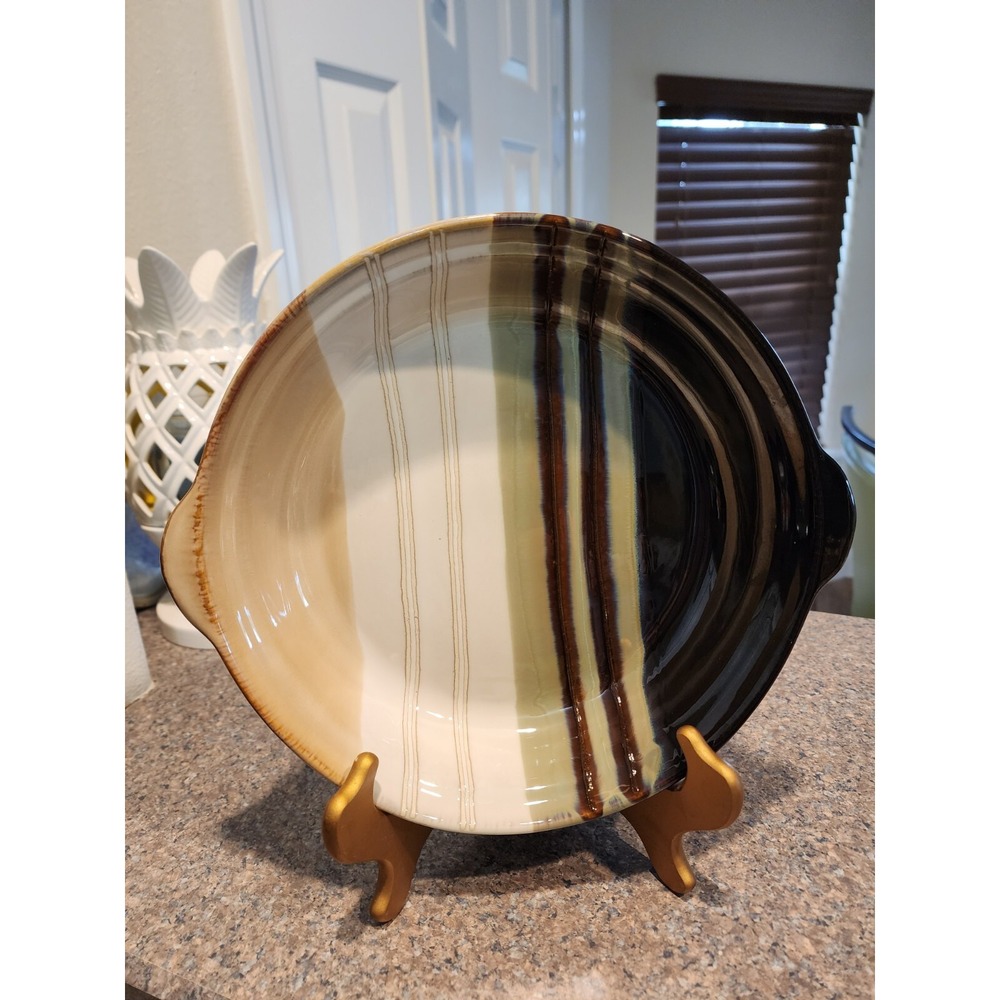 Home Trendz Glazed Pottery Decorative Serving Bowl Dish Earthy Colors‎